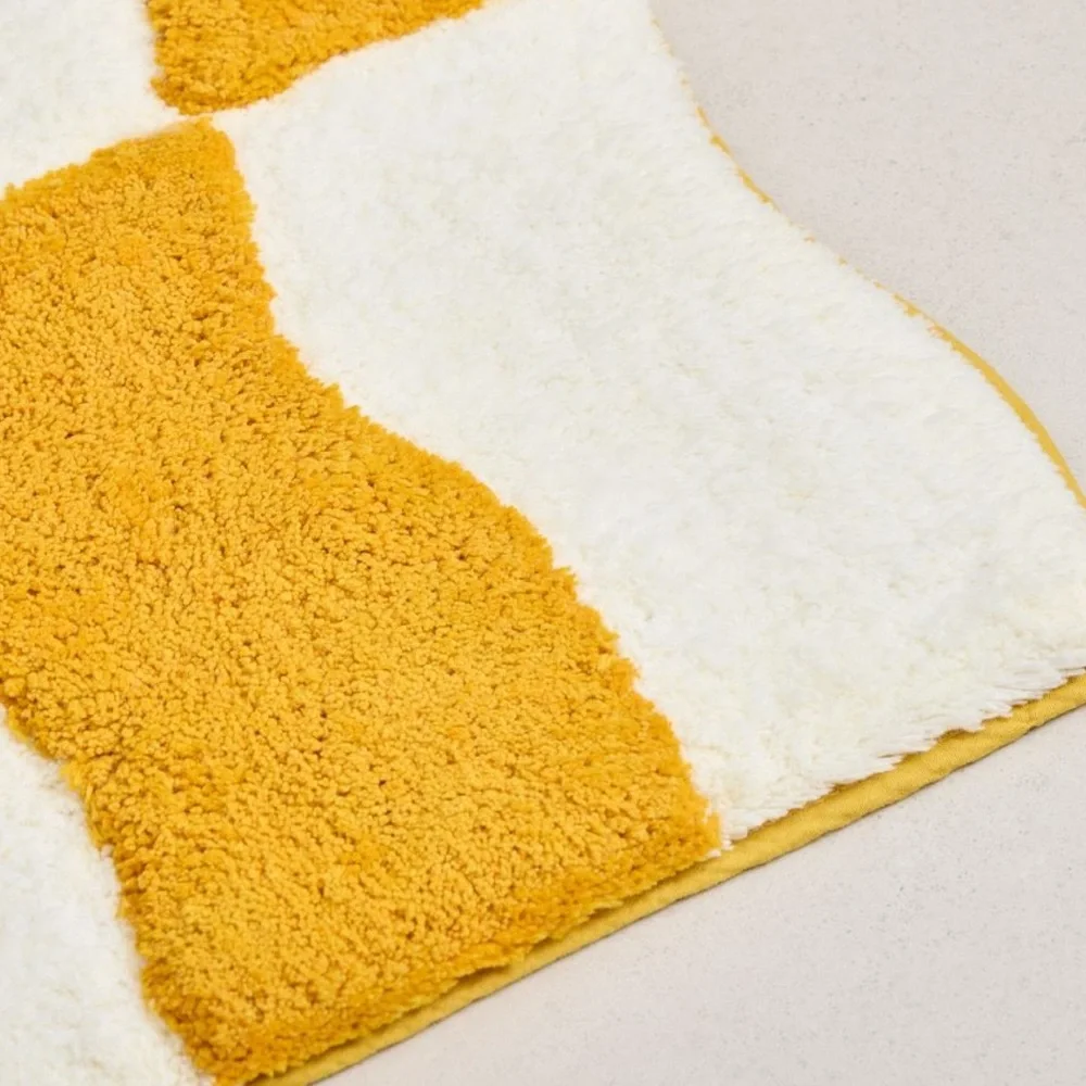 West Elm Mustard and White Bath Mat
